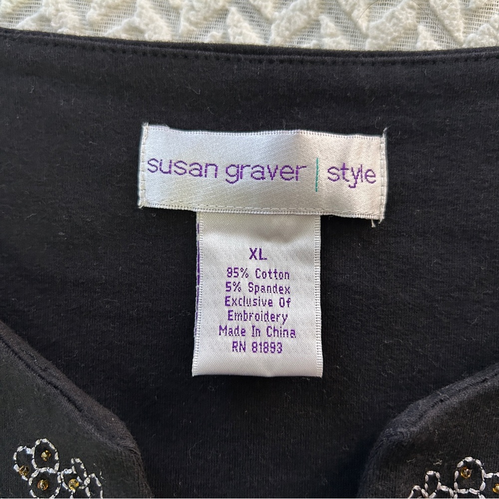 Susan Graver Black Tunic with Delicate Embroidery - Picture 8 of 8